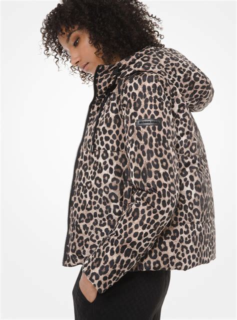 leopard print michael kors coat|Michael Kors reversible puffer jacket.